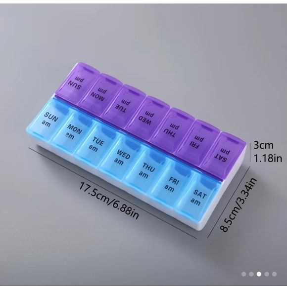 Weekly AM/PM Travel Pill Organizer medicine Planner, AM/PM Compartments new - Picture 3 of 4